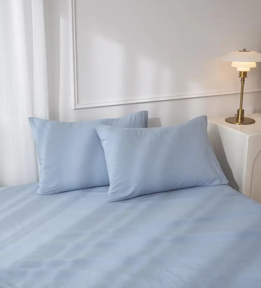 JIYUAN Queen Washed Cotton Pillowcases, Set of 2, Relaxed Linen Feel