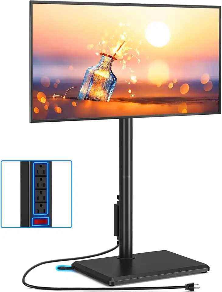 Rfiver Swivel Floor TV Stand with Power Outlet for 32-65 in TVs