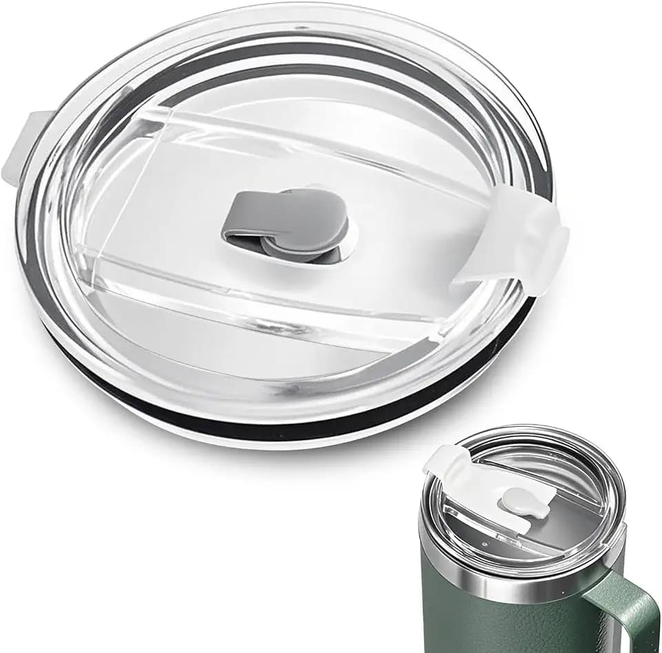 Replacement Lid Compatible with Stanley Camp Mug 24 oz, Spill Proof Mug Cup Lids with Sealing Silicone Ring, BPA-Free, Dishwasher Safe for Drinking Cup Cover, Clear