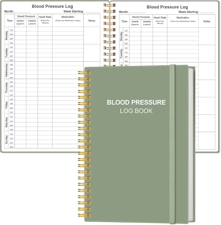 Blood Pressure Log Book - Record & Monitor Your Daily Blood Pressure, Heart Rate Readings at Home, 5.8" x 8.5", Green