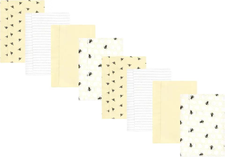 Hudson Baby Cotton Poly Flannel Burp Cloths Multipack, Honey Bee 8-Pack, One Size