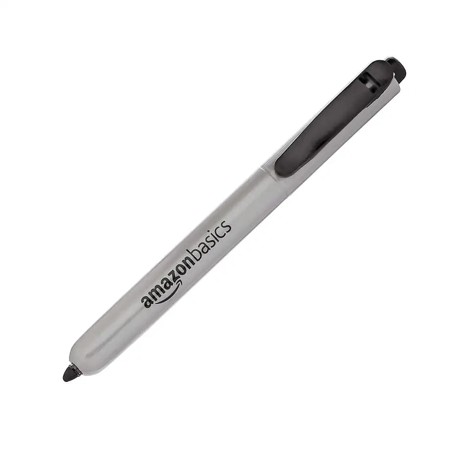 Amazon Basics Retractable Permanent Markers, Quick Drying Fade Resistant Ink, Versatile Art Supplies for Drawing, Black, 12 Count