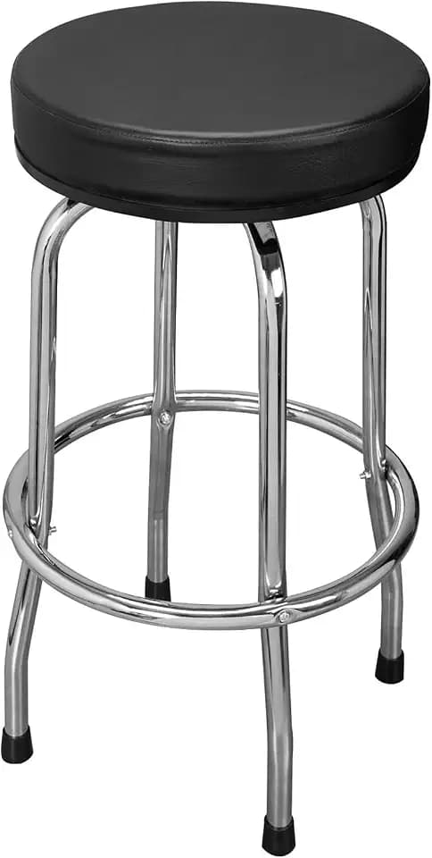 Torin ATRP6185B-1 Swivel Bar Stool: Padded Garage/Shop Seat with Chrome Plated Legs, Black