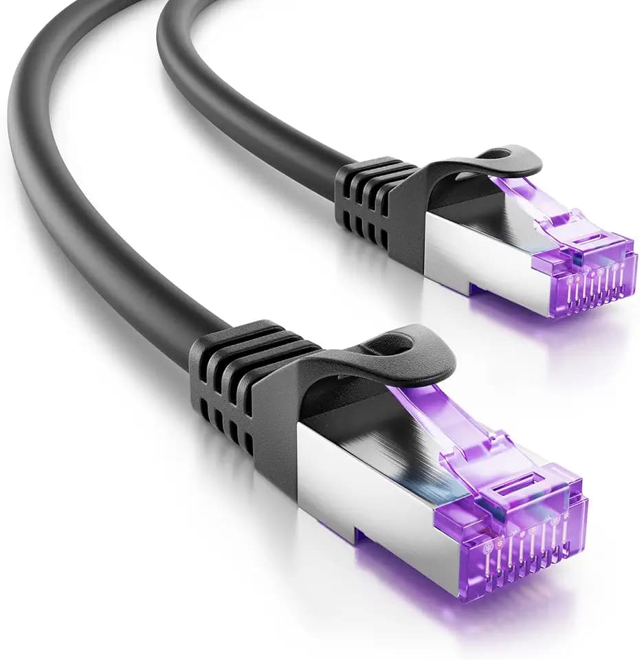 deleyCON 1m CAT7 Netzwerkkabel RJ45 10 Gigabit SFTP PiMF - Schwarz | Patchkabel Ethernet Kabel, Kupfer, für Highspeed LAN, DSL, Switch, Modem, Router, Patchpanel, CAT7 CAT6 CAT5