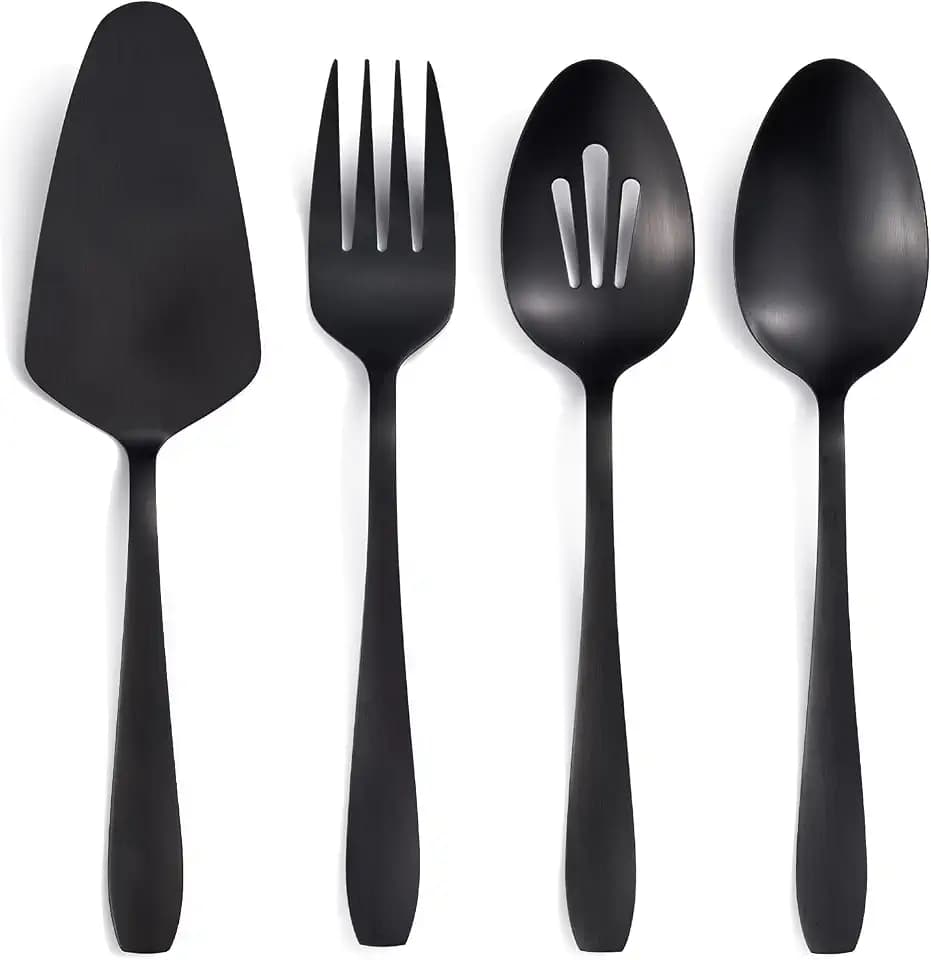 Matte Black Serving Set 4PCS Stainless Steel Hostess Utensils