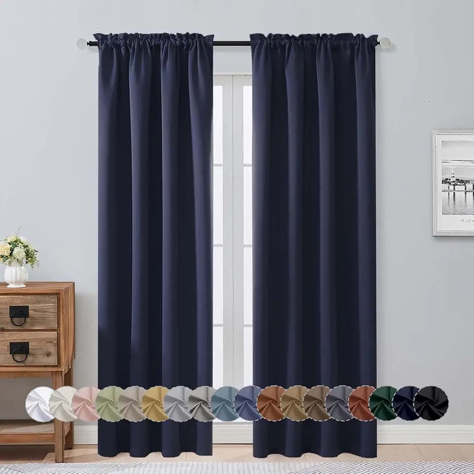 Aiyufeng Navy Blue Blackout Curtains for Bedroom 84 Inch Length 2 Panels Set, Solid Thermal Insulated Privacy Living Room Window Treatment Curtains Blackout Drapes, W40 x L84 Inch, Navy Blue