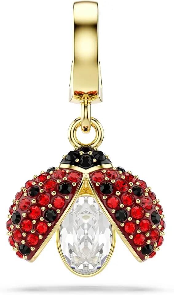 Swarovski Idyllia charm, Mixed cuts, Ladybug, Red, Gold-tone plated