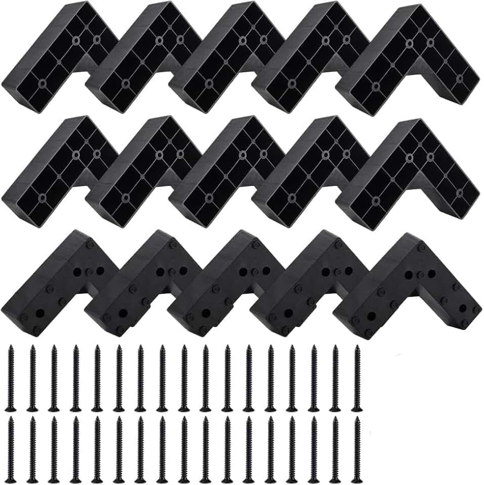 AHANDMAKER 16Pcs Couch Legs Replacement Plastic Black L-Shaped Sofa Legs with 48Pcs Screws Chair Sofa Feet Replacement Furniture Risers for Furniture Dresser Table Chair Cabinet Beds