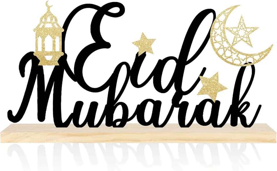 Metal Eid Mubarak Sign Decorations for Home Party Shelf Mantel