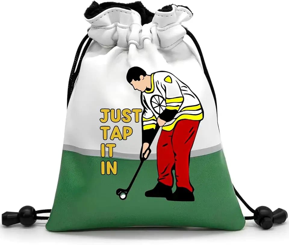 Artpreti Funny Golf Valuables Pouch,Golf Pouch Bag with Drawstrings Golf Tee Bag Pouch Leather Golf Tee Ball Bag for Men Women - Just Tap It in
