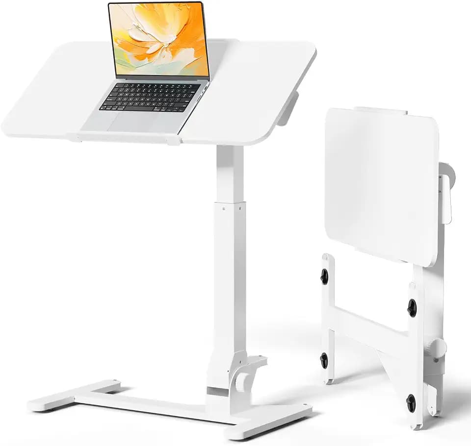 JOY worker Foldable Mobile Standing Desk, 180° Tilt Overbed Bedside Table