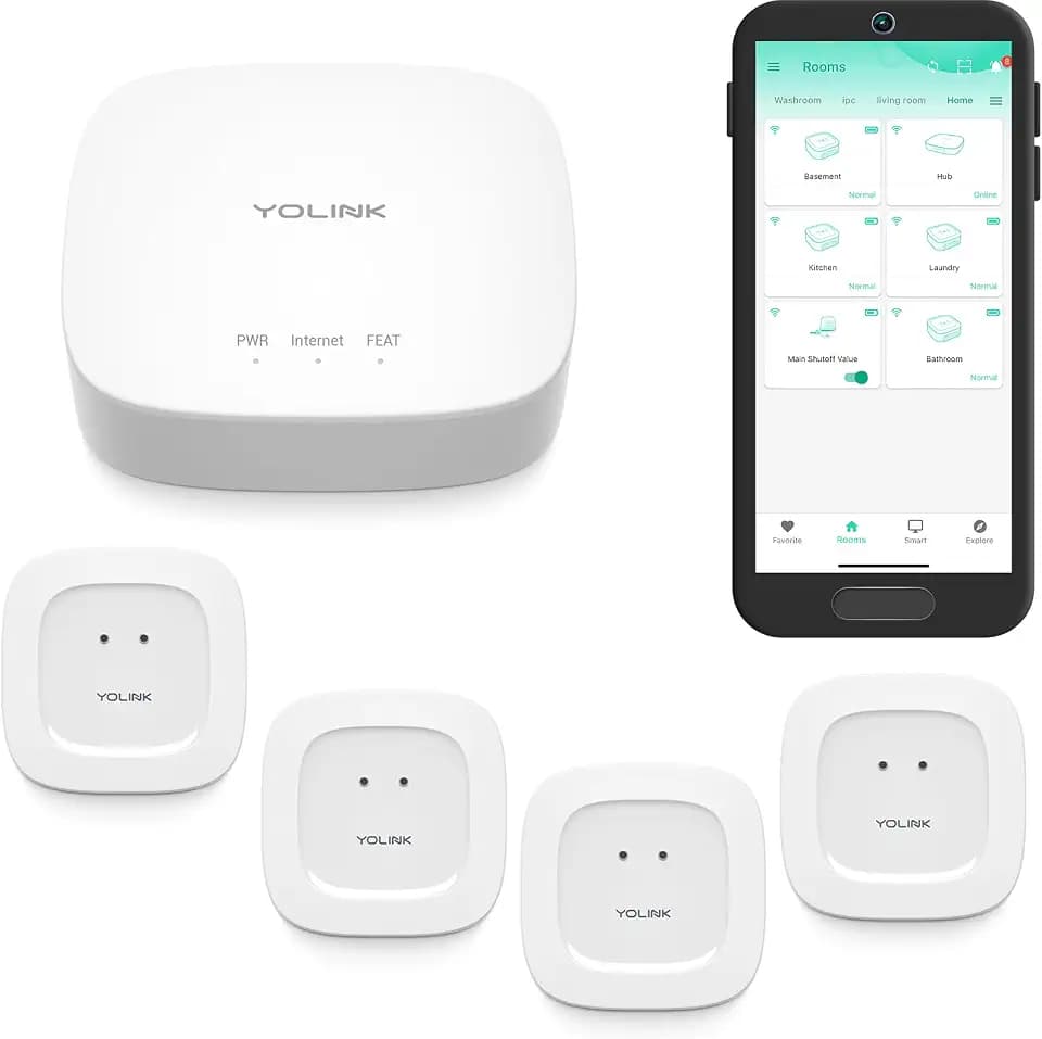 YoLink Water Leak Sensor 1 Kit: 4-Pack + Hub