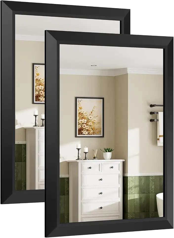 Briivue 22X30 Black Bathroom Mirror for Over Sink, 2-Pack