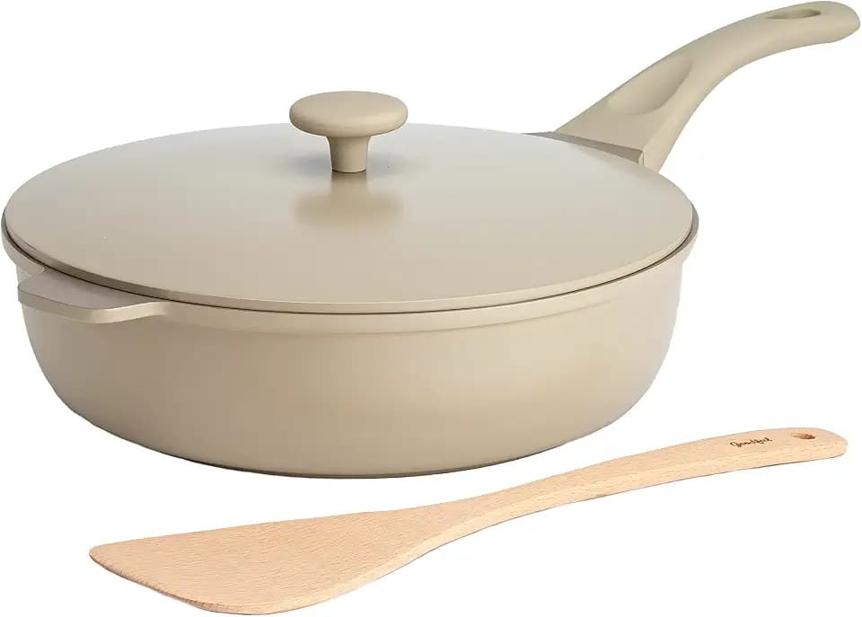 Goodful All-in-One Pan, Multilayer Nonstick Cookware Set, High-Performance Construction, Multipurpose Design Replaces Multiple Pots and Pans, Dishwasher Safe, 11-Inch, 4.4-Quart Capacity, Linen