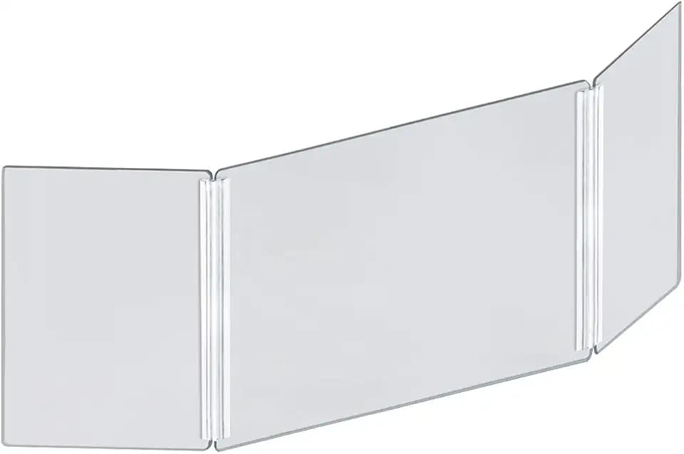 Azar Displays Tri-Fold Protective Sneeze Guard for Counter and Desk - Portable Plexiglass Barrier - Acrylic Desk Shield with side wing panels. Plastic Shield for Desk, 46 in x 18 in (Pack of 1)