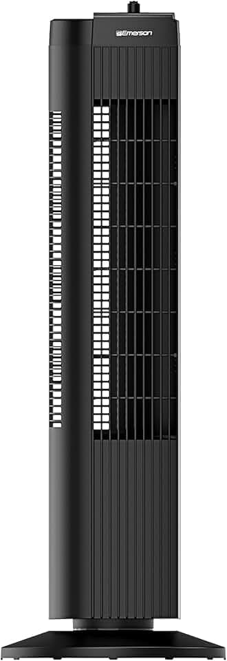 Emerson FAT2835-A Tower 60 Degree Oscillating Fan, 3 Speed Settings with Manual Knob, and Convenient Carry Handle, Black