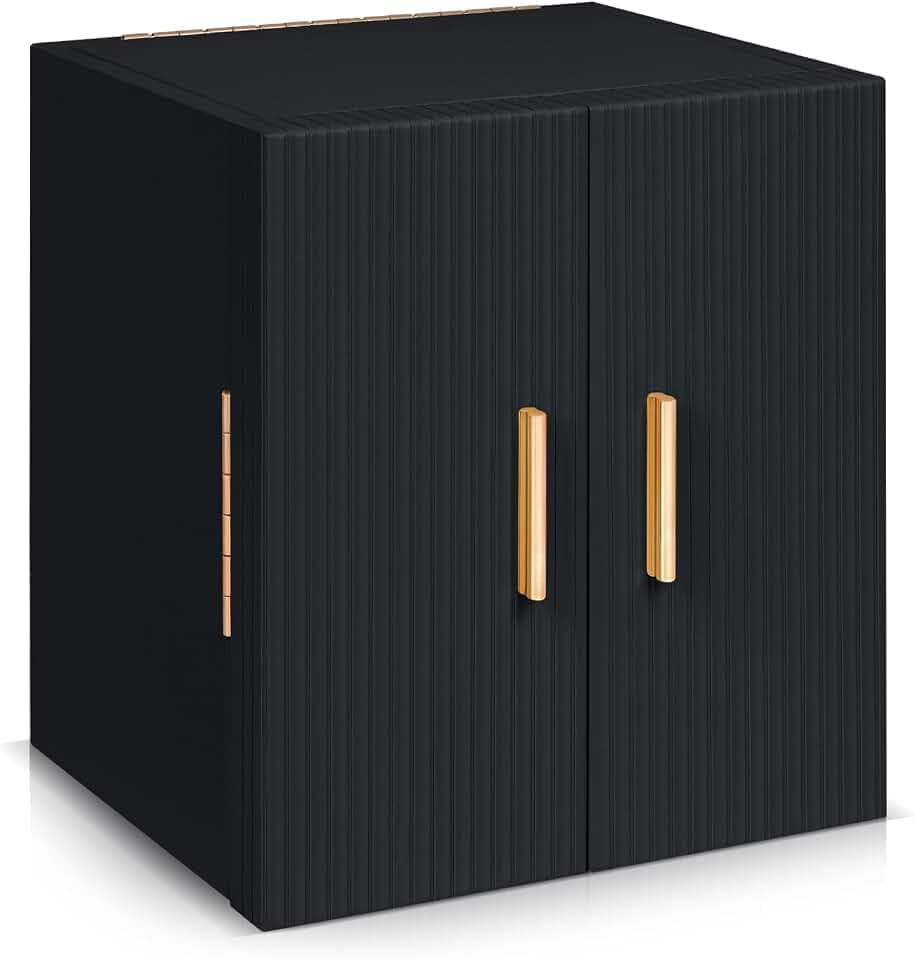 Dajasan Large Jewelry Box for Women, Jewelry Organizer Box with 3 Drawers, Jewelry Storage Organizer with Mirror for Necklace Ring Bracelet Watch, Gift Idea, 8.7 x 7.5 x 9.8 Inches (Black)
