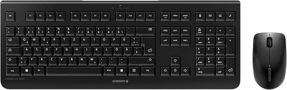 CHERRY DW 3000, Kabelloses Tastatur-Maus-Set, Deutsch QWERTZ, Schwarz