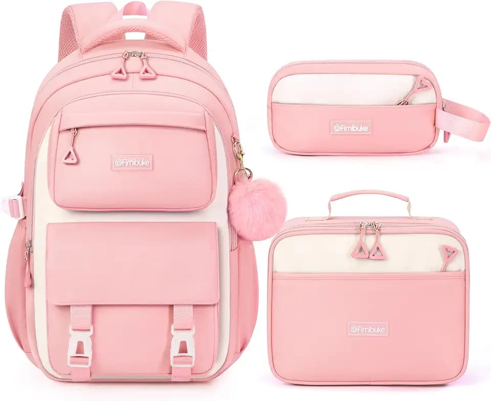 Fimibuke Waterproof Backpacks for School Girls with Lunch Box & Pencil Case
