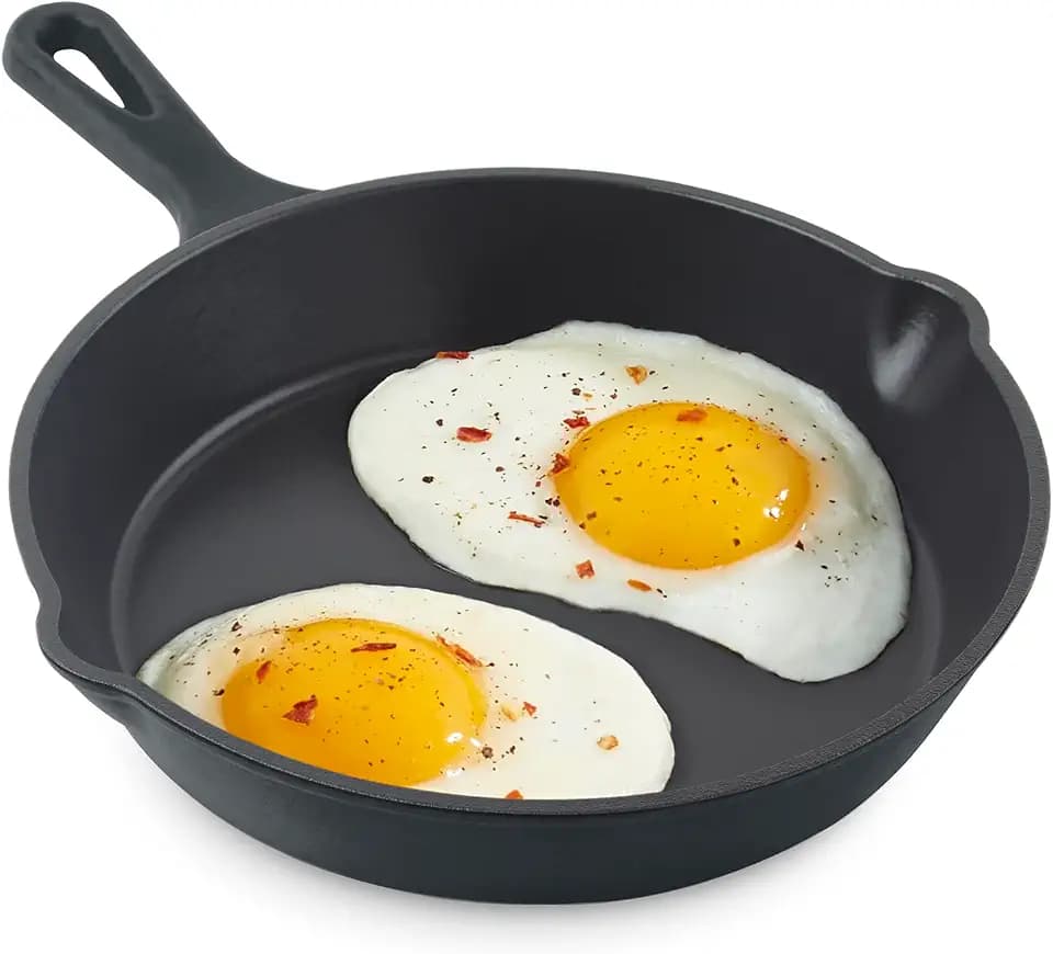 DASH Zakarian x Nonstick Cast Iron Skillet - Versatile Frying Pan Cookware - Oven-Safe Searing Skillet with Pour Spout and Quick-Clean Surface - Rust-Resistant - Black, 7.5-Inch