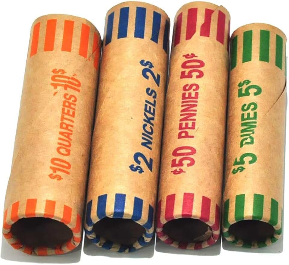 LLIKED 512 Assorted Preformed Coin Wrappers Quarters Pennies Nickels Dimes