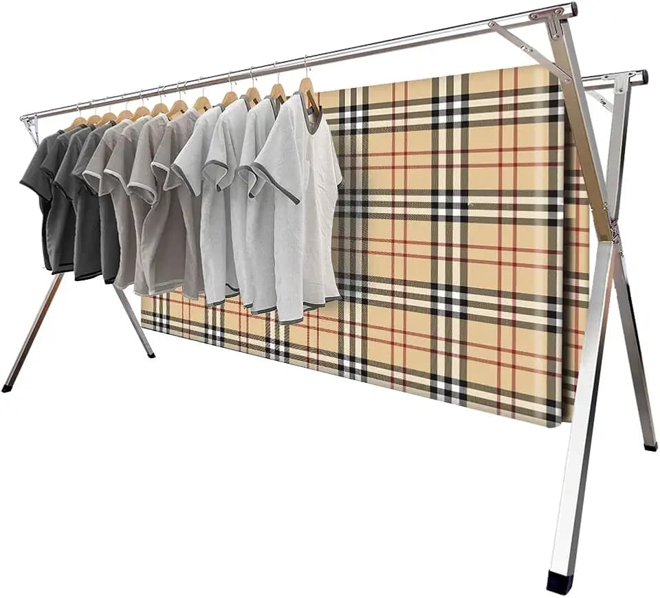 2026 Premium Stainless Steel Clothes Drying Racks, Foldable and Adjustable Laundry Drying Rack Clothing for Indoor Outdoor (79" D x 28.4" W x 50.4" H)