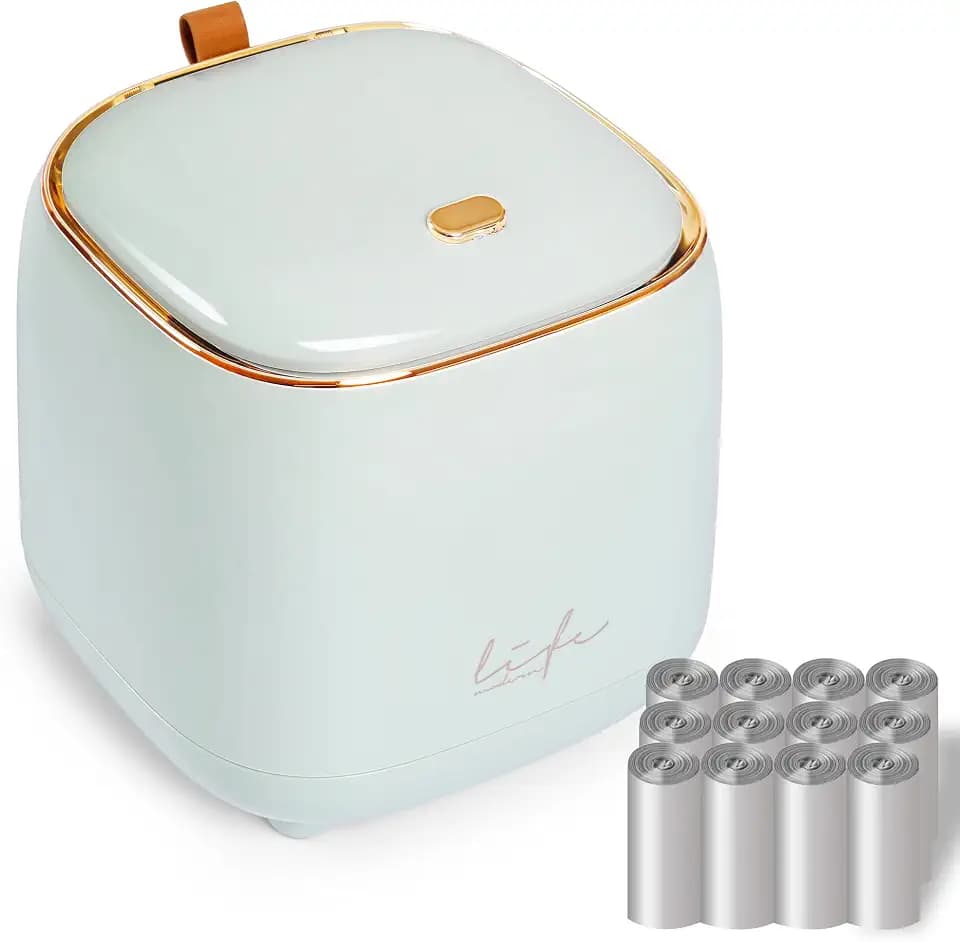 Mini Countertop Trash Can with 10 Rolls of Trash Bags, Desk Tiny Trash Can