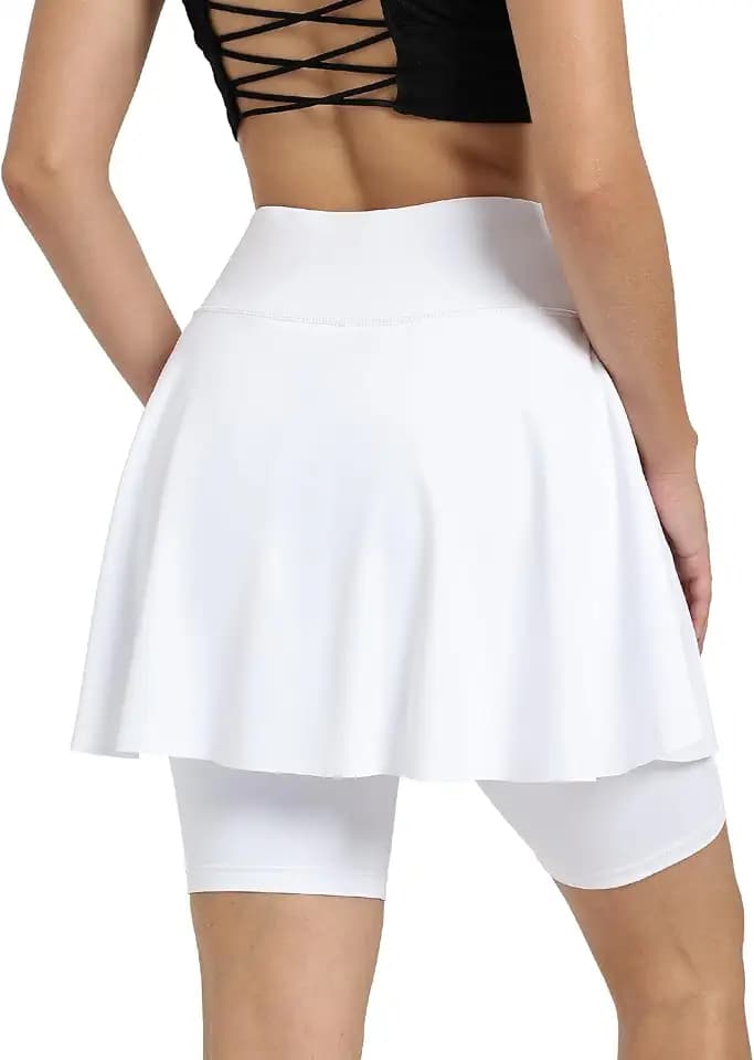 Women Athletic Skorts Skirts with Legging(Shorts Longer Than Skirs),Women Split Swim Skorts Skirts Pockets