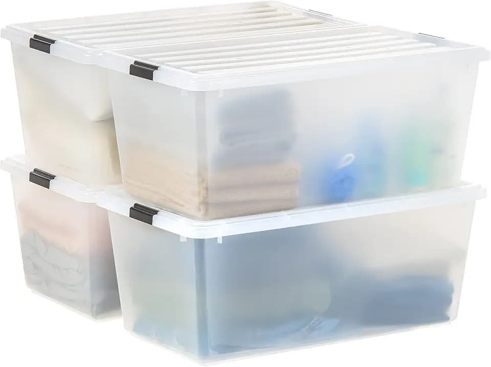 IRIS USA 4-Pack 91 Qt Stackable Storage Bins with Lids, Clear