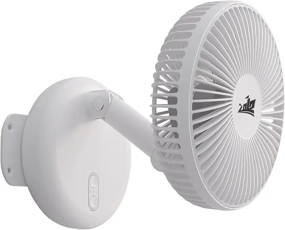 ZOIZ RV Wall Mount Fan 12V, Dual Power Tabletop & Wall Mounted Portable Fan with USB-C, Quiet Oscillating Air Circulator with Timer for Camper Van, Travel Trailer, Boat, Bedroom & Home (White)