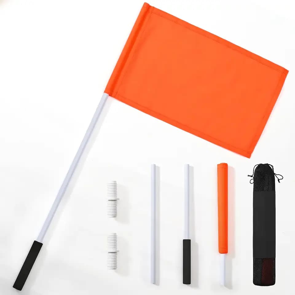 Orange Boat Flag with 48-Inch Pole, High Visibility 12"x18" Skier Down Flag for Boat Safety, 3 Sections Floating Boat Safety Flags for Wakeboarding, Water skiing, Surfing, Towable Tubing, Watersports