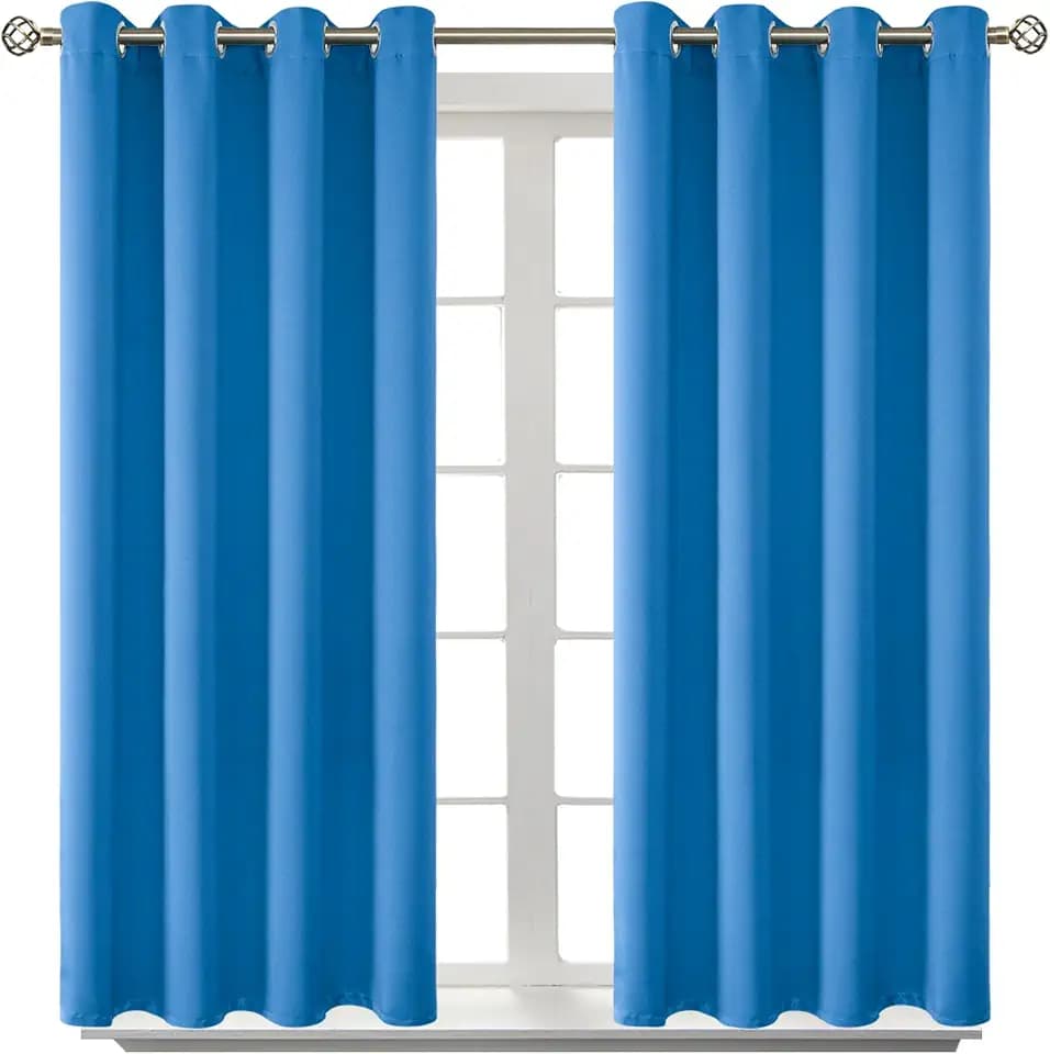BGment Classic Blue Blackout Curtains for Bedroom 45 Inch Long - 2 Panels