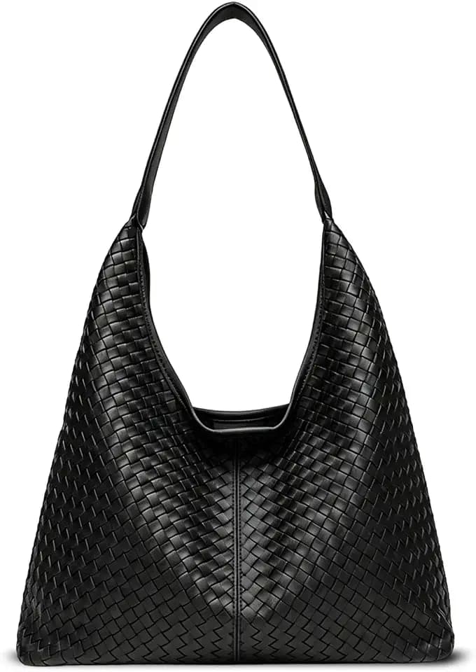 Woven Textured Vegan Leather Hobo Tote Bag Large Slouchy Purse for Women