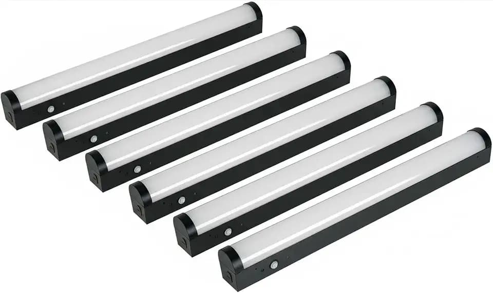 E2 LIGHTING 4FT LED Linear Strip Light, Emergency Battery Backup, 6 Pack