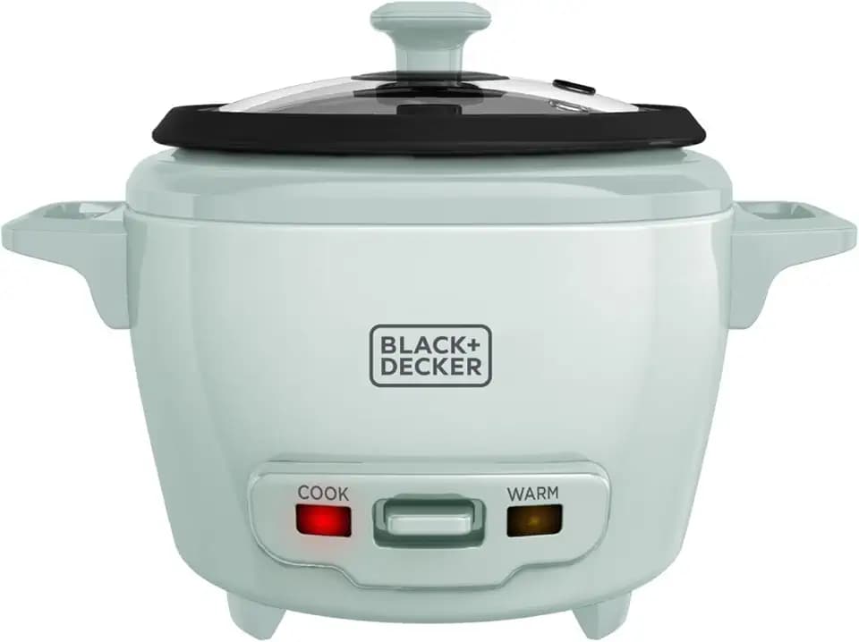 BLACK+DECKER 3-Cup Rice Cooker with Ceramic Pot, Surf Spray