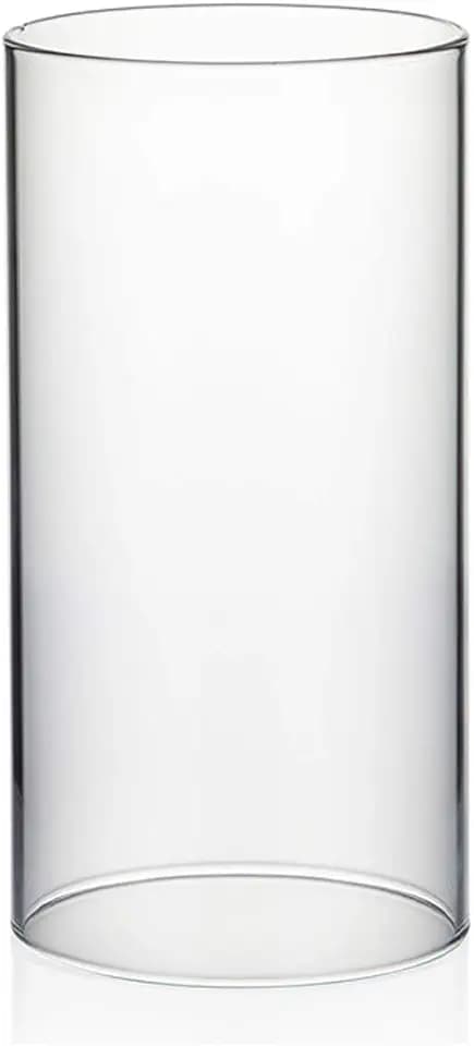 WGVI Hurricane Candle Holder Sleeve, Wide 4", Height 8", Clear Glass Cylinder Candleholder, Chimney Tube, Open Ended Candle Shade, 1 Piece