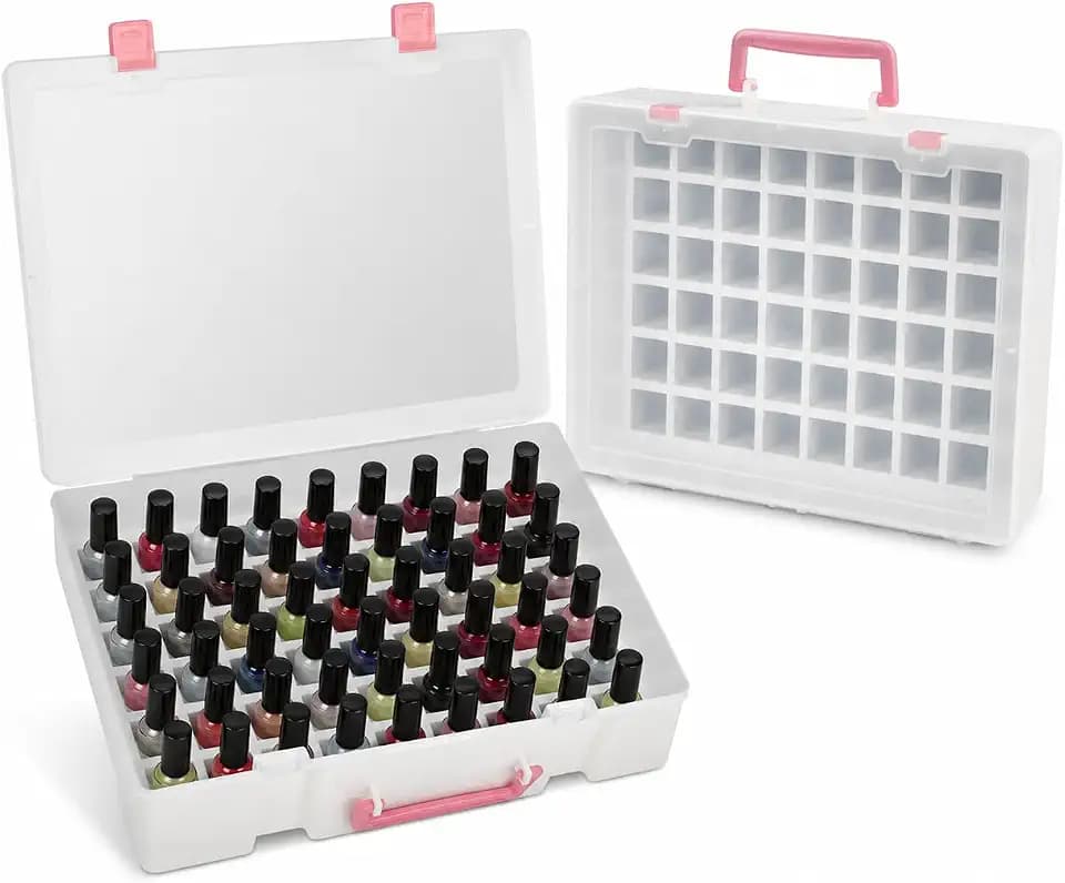 FULLCASE Nail Polish Organizer for 54 Bottles, Clear Storage Case with Foam