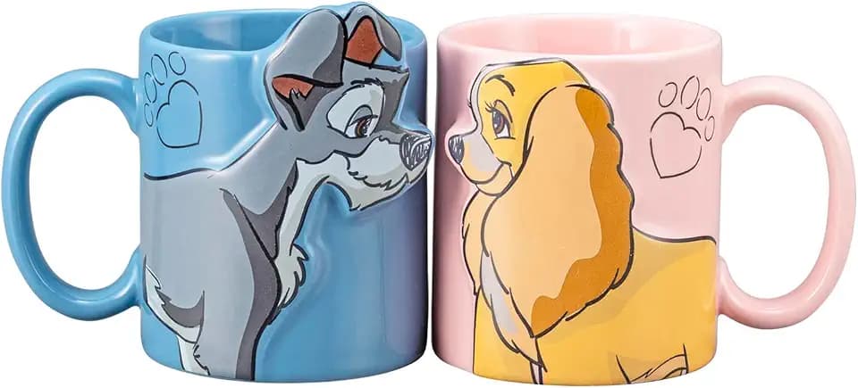 Sunart Disney SAN4052 Lady & Trump Kiss Pair Mug, Set of 2, Approx. 10.1 fl oz (300 ml)