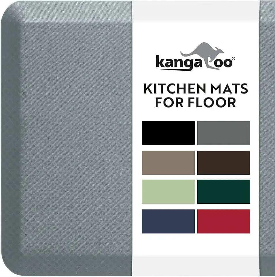 KANGAROO Cushioned Anti Fatigue Kitchen Mats for Floor, 20x58 Grey