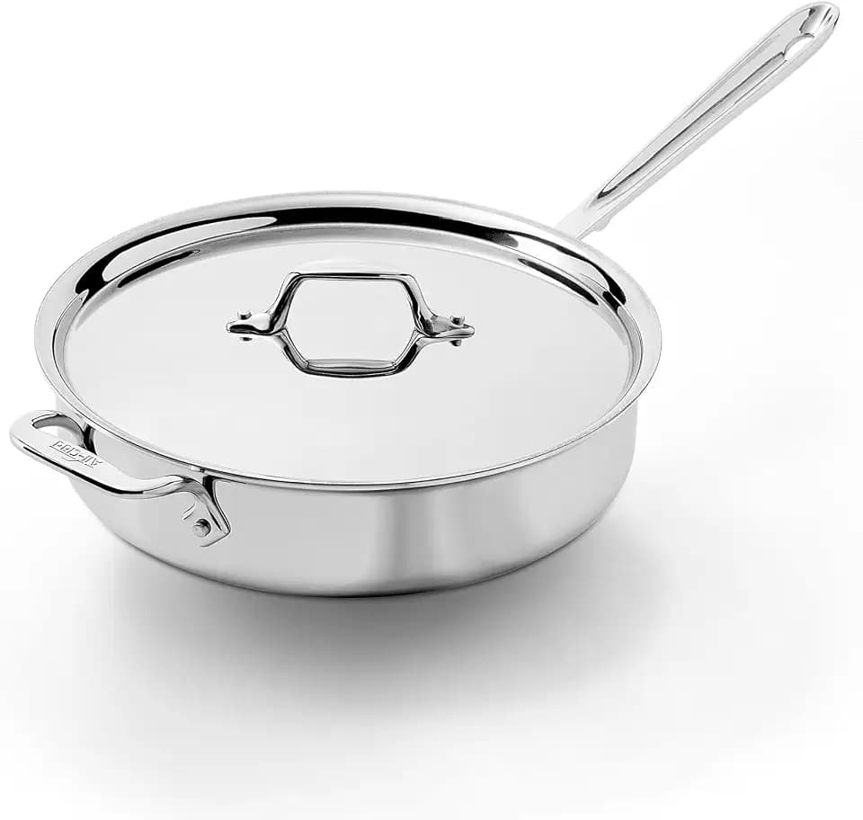 All-Clad D3® Stainless Steel 4 Qt Sauté Pan with Lid, Made in the USA