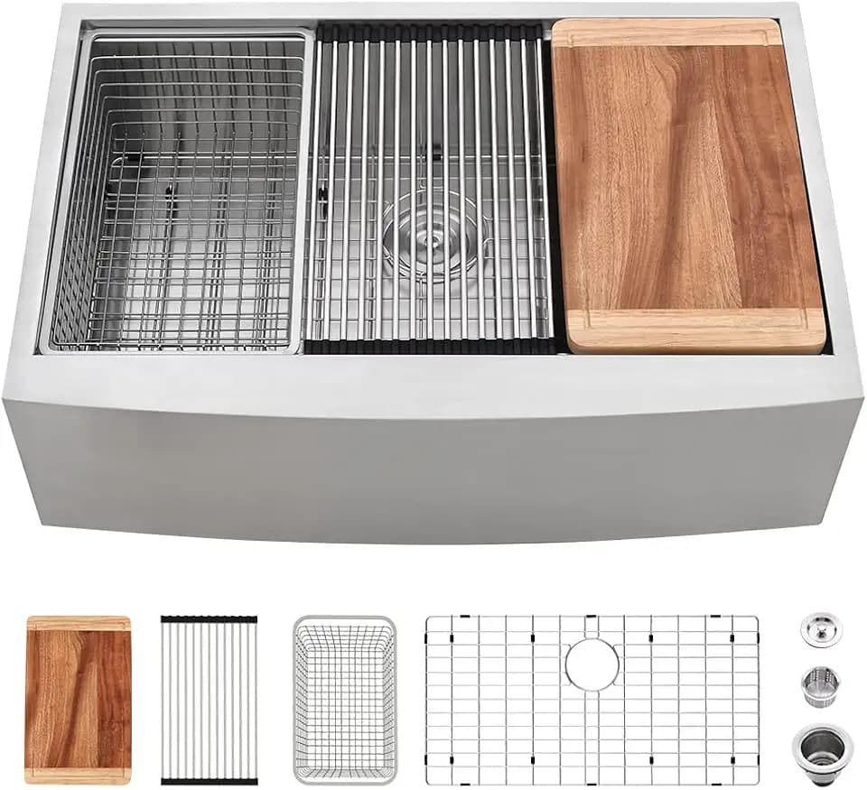 33 Stainless Steel Farmhouse Sink Undermount Farm Sink Workstation