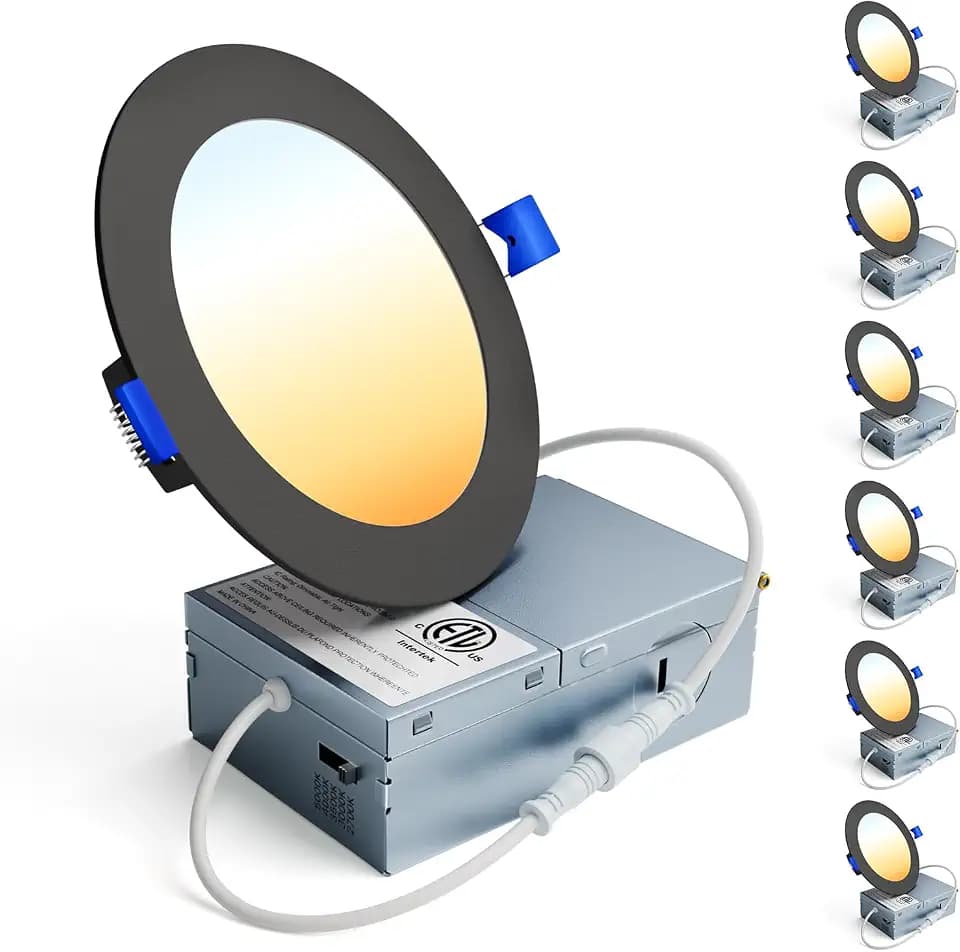 Ensenior 6 Pack 4 Inch LED Recessed Light, 5CCT Dimmable Canless Wafer