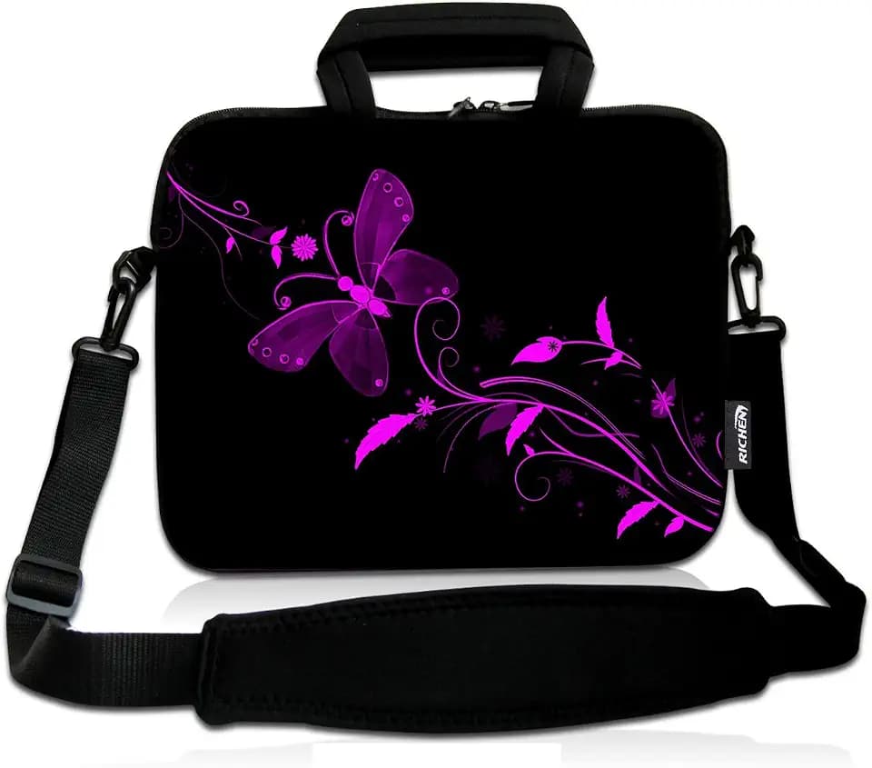 RICHEN 11 11.6 12 12.5 13 inches Case Laptop/Chromebook/Notebook/PC Tablet Travel Case Neoprene Handle Sleeve with Shoulder Strap (11-13.3 inch, Nice Butterfly)