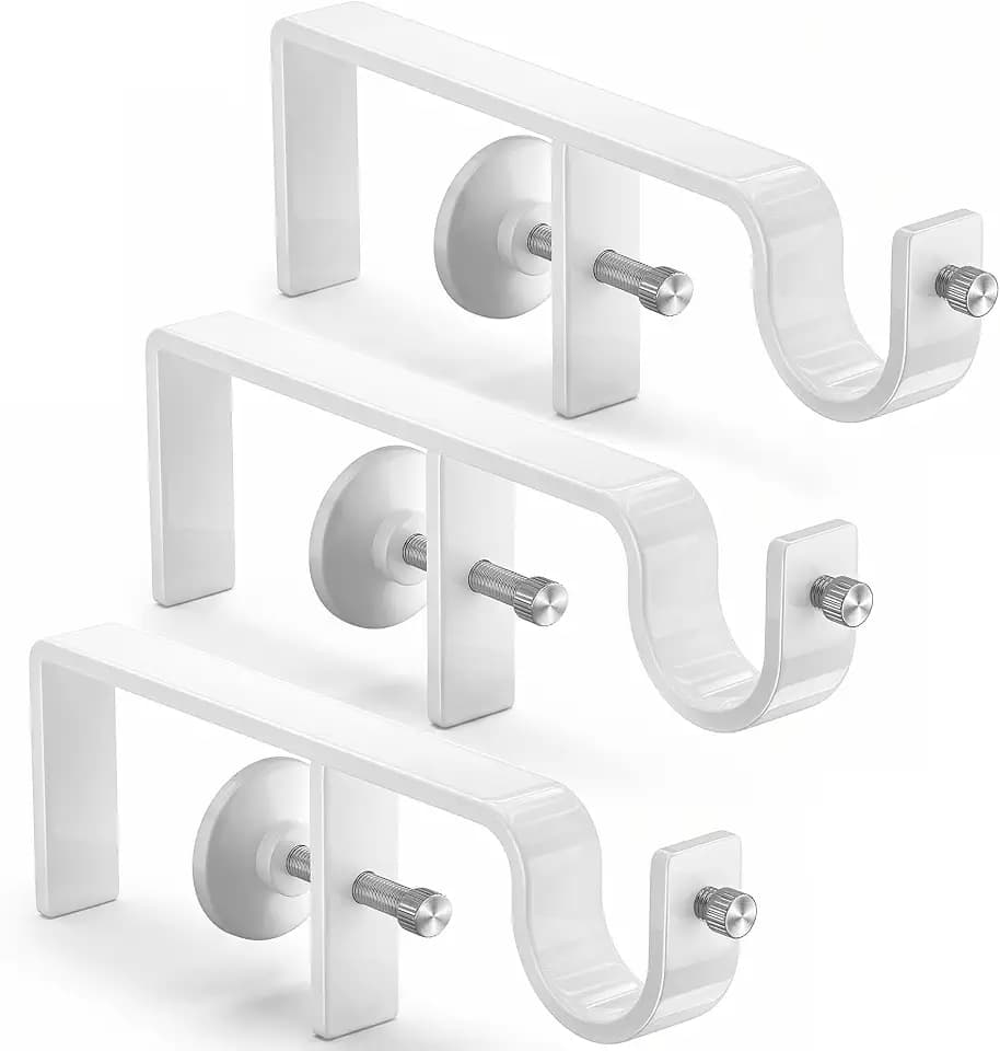 Over-Blinds Curtain Rod Brackets for Outside-Mounted Blinds, Fits 1.2"-2.2" Headrails