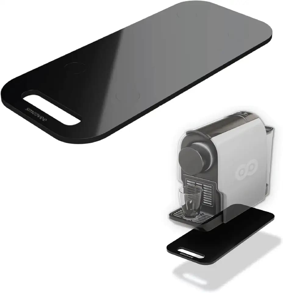 Smoovee - Sliding Surface - Eve Black 12.80 x 5.51 inch, Appliance Rolling Tray for Kitchen Appliances – 360° Wheels, Stainless Steel Hubs, Easy‑Clean Durable Tray