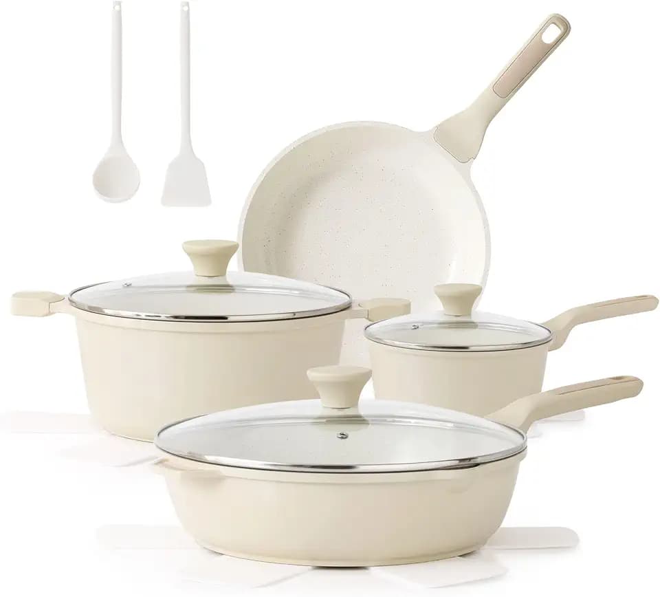 SENSARTE Nonstick Ceramic Cookware Set, 13 Pcs Non-toxic Pots and Pans Set