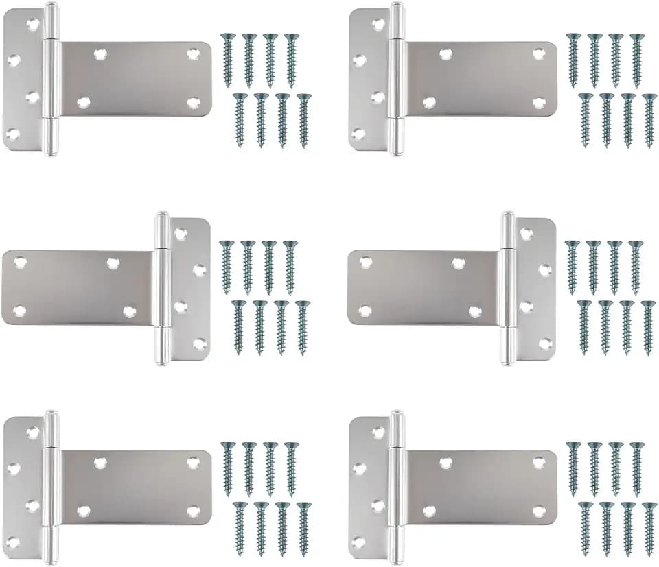 5 in T-Strap Shed Door Hinges,260 Lbs Capacity,6 Pack Heavy Duty Tee Hinge