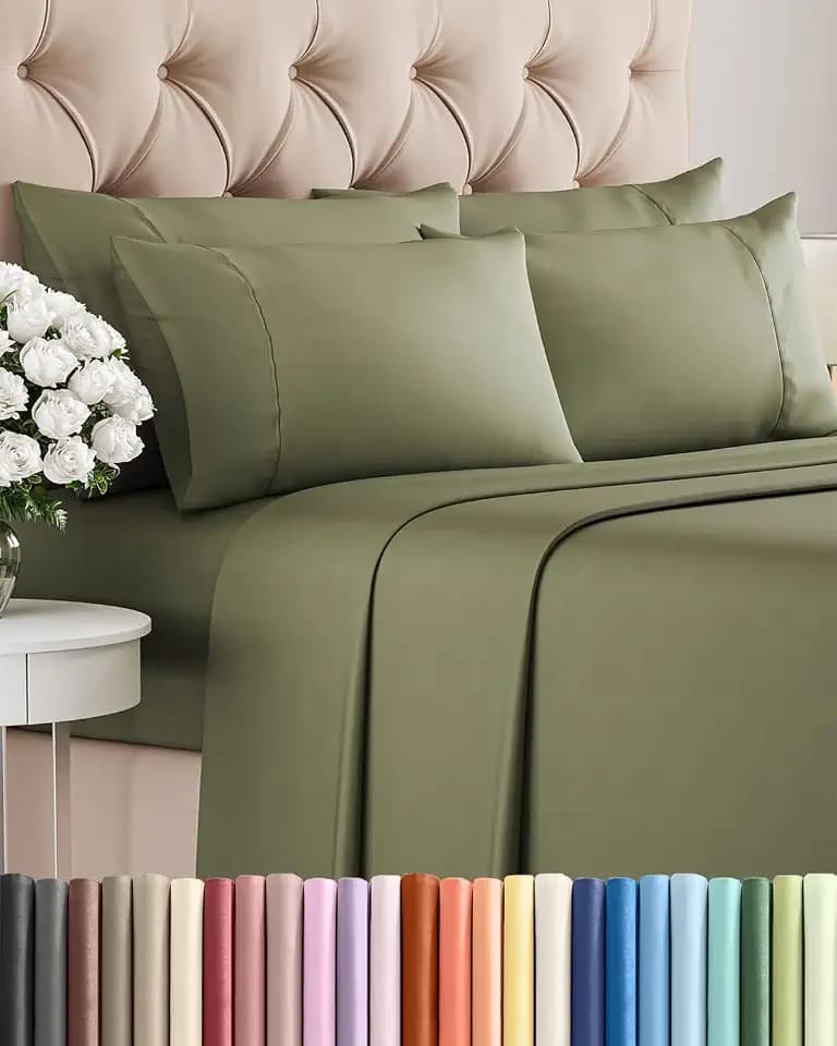 CGK Queen 6pc Bed Sheet Set - Breathable & Cooling - Sage Green
