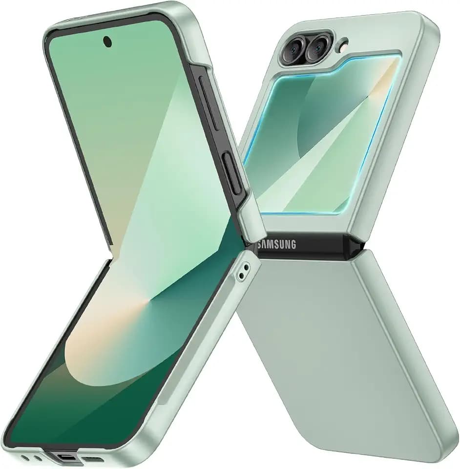 Ruky for Z Flip 6 Case, with Built-in Screen Protector, Mint Green
