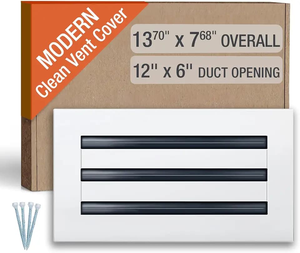 FA-STAR Clean Modern AC Vent Cover - Duct Opening 12 x 6 (White)